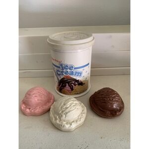 1987 Fisher Price Fun With Food Lot of 3 Ice Cream Scoops Pieces & Container‎